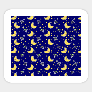 UFO Star and Moon Pattern Sticker